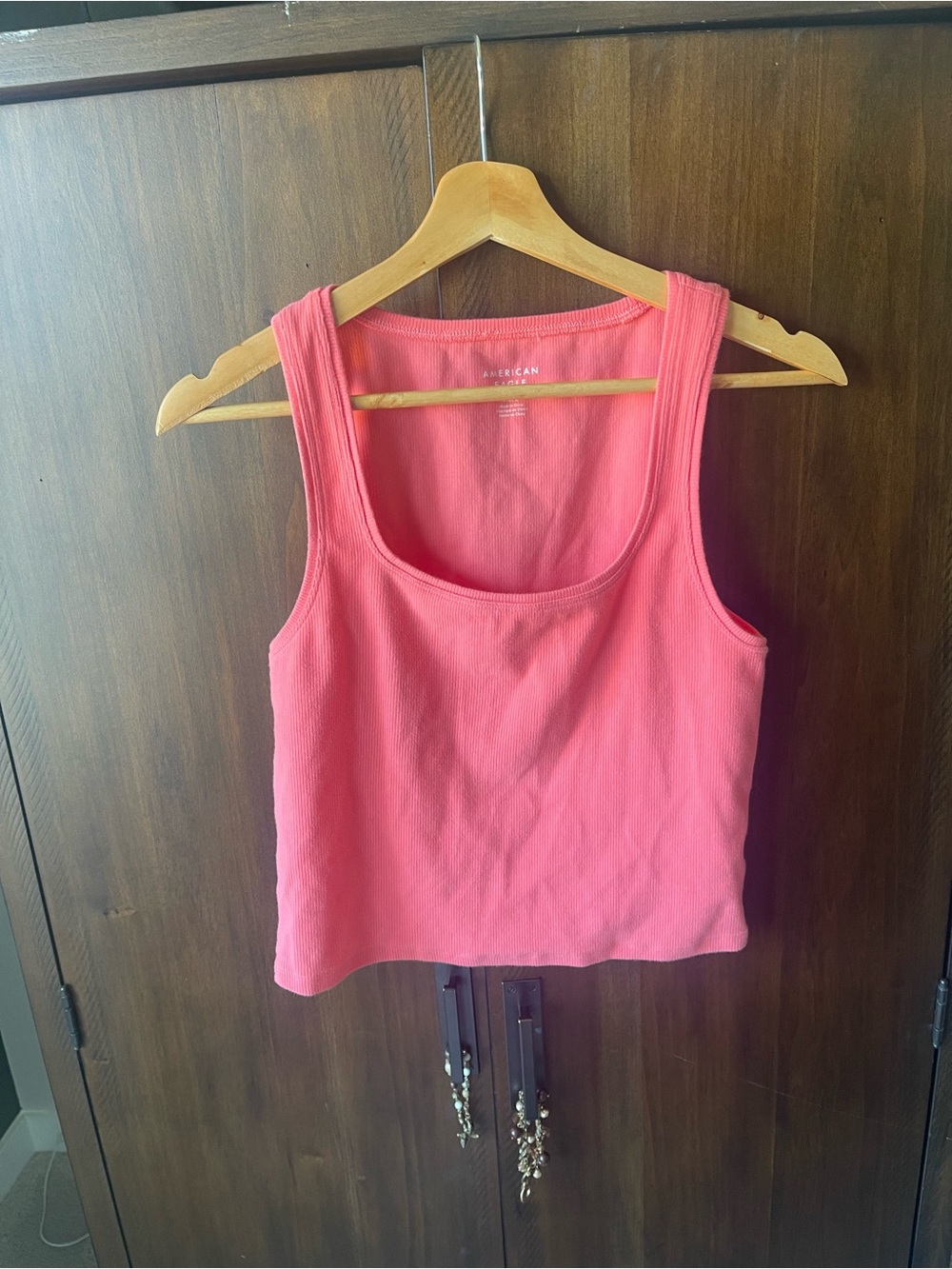 American Eagle Outfitters Coral Pink Ribbed Tank